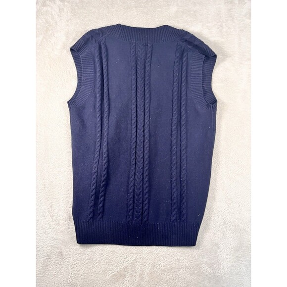 Sunday Best Aritzia Winston Sweater Vest Womens S Navy Cable Knit Wool Preppy - Picture 7 of 8